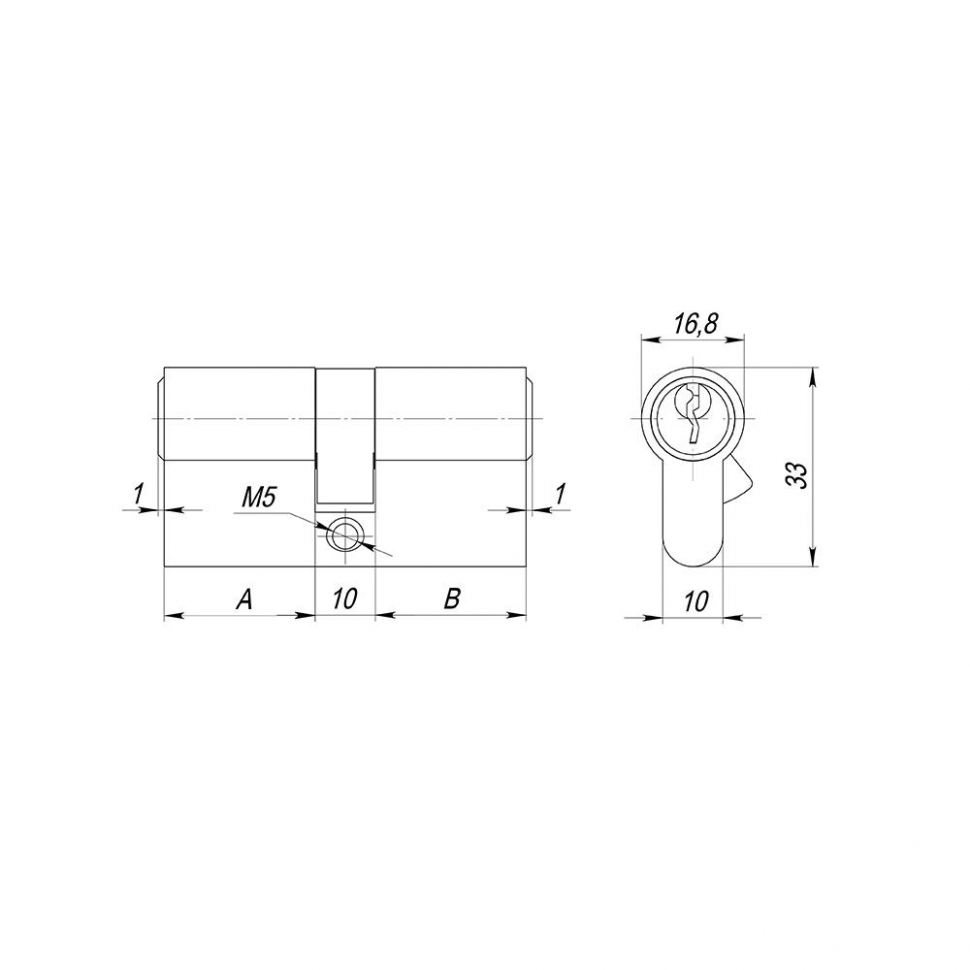 Цилиндровый механизм (AX100/60) AX1000Key60 (25+10+25)/HD AB бронза 4Key