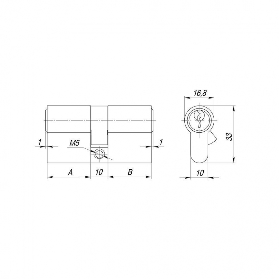 Цилиндровый механизм (AX100/70) AX1000Key70 (30+10+30)/HD AB бронза 4Key