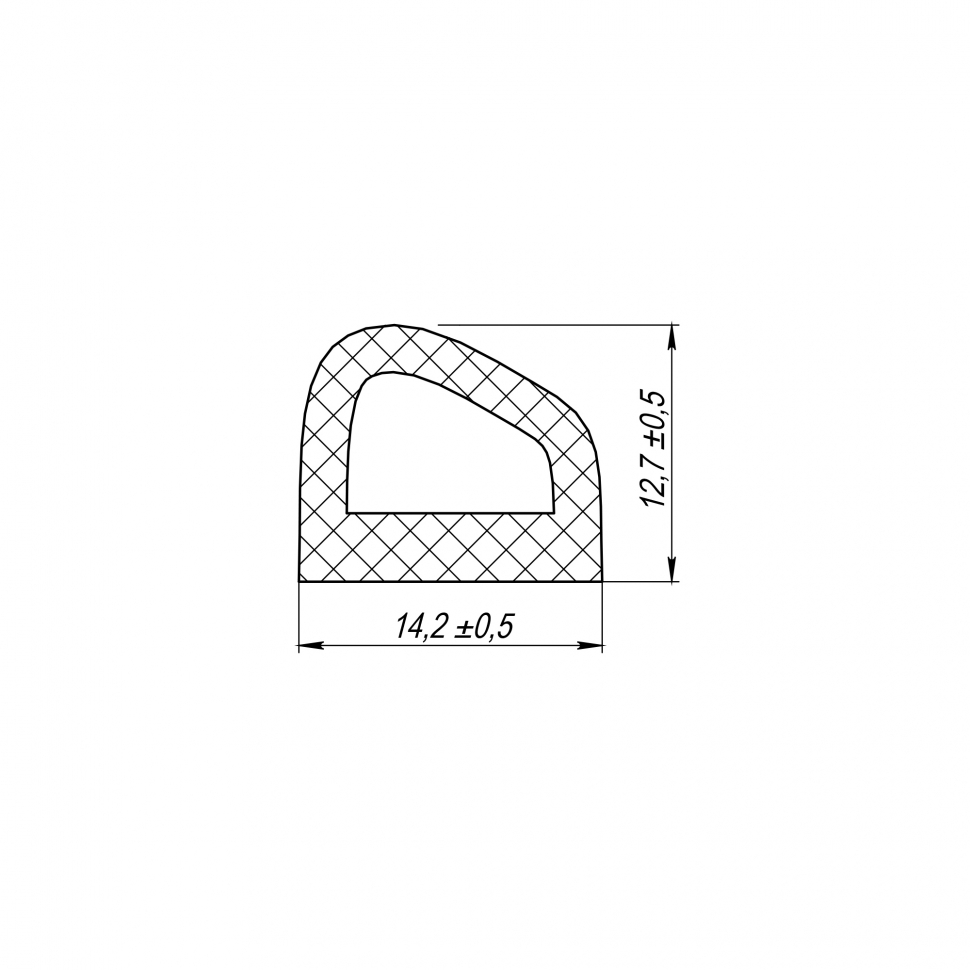 Уплотнитель без клеевой основы WADH/D-14,2x12,7mm (127), BLACK черный 120 m
