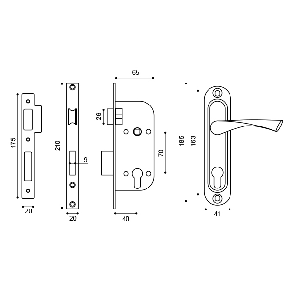 Замок цилиндровый в комплекте с ручкой LOCKSET16.CRONA.4070-1 (KIT P16 4070 CRONA) SN мат.никель