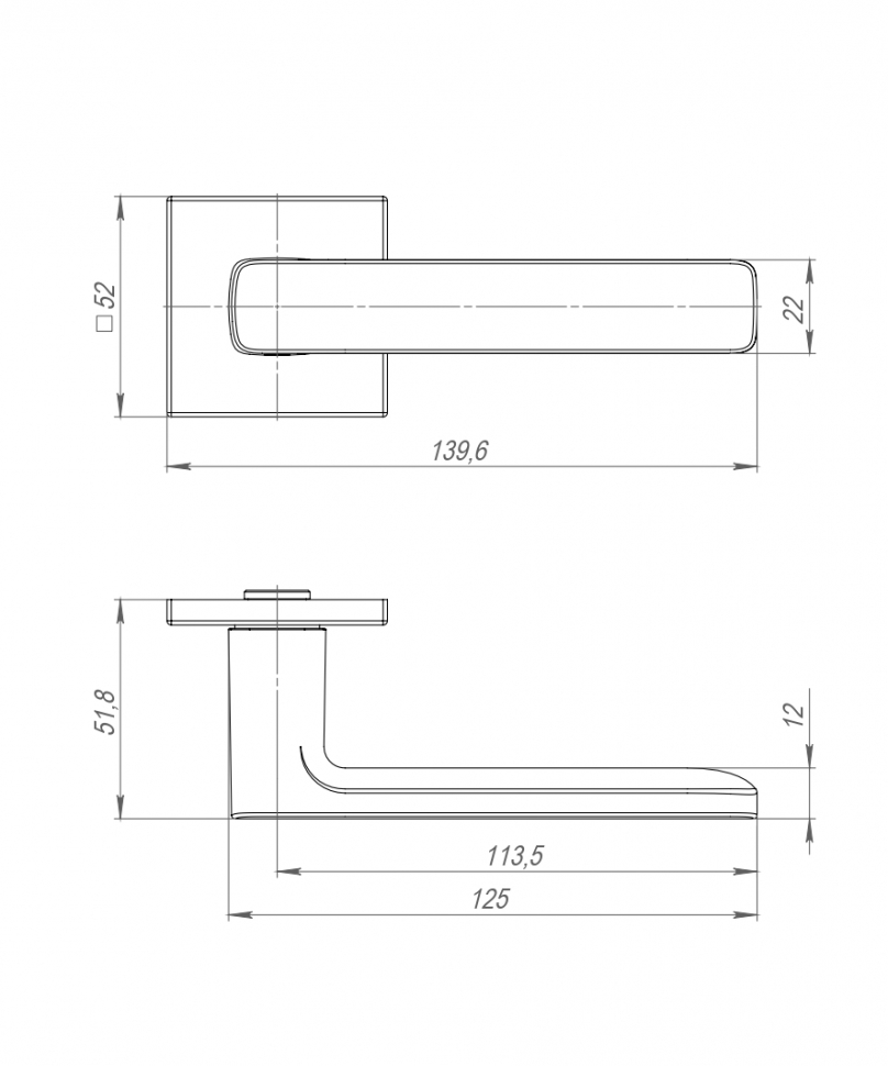Ручка раздельная K.ARC.Q52.VIVA CP-8 хром