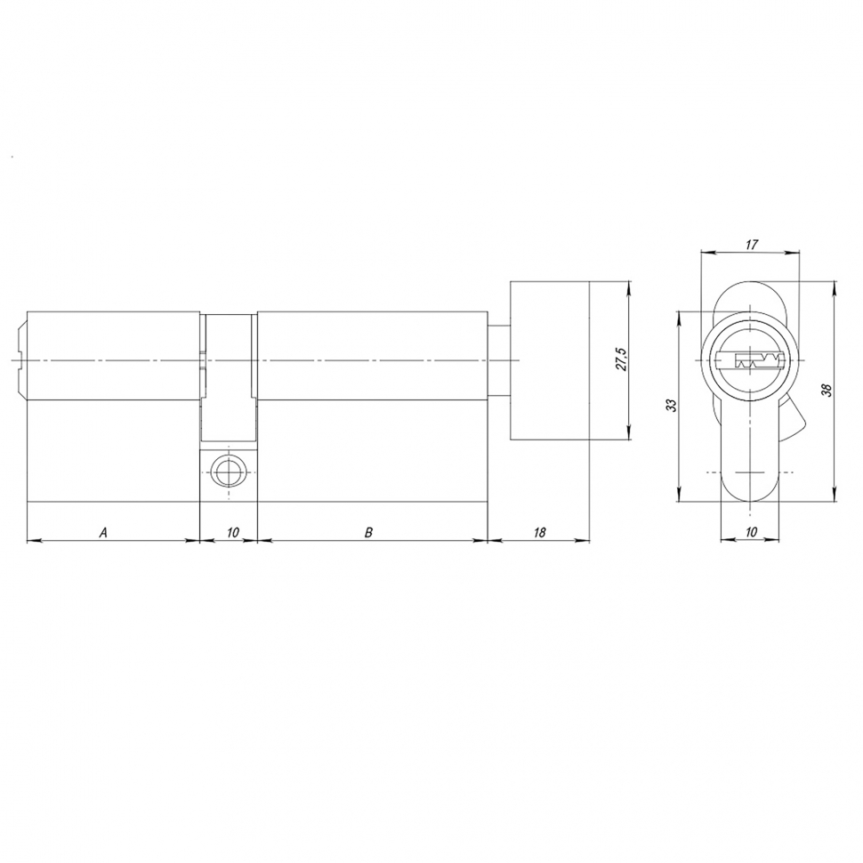Цилиндровый механизм (AZ202/70) AZ2002Knob70 (30+10+30) CP хром