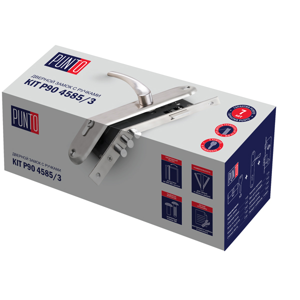 Замок цилиндровый в комплекте с ручкой LOCKSET90.CRONA.4585-3 (KIT P90 4585/3 CRONA) AB бронза