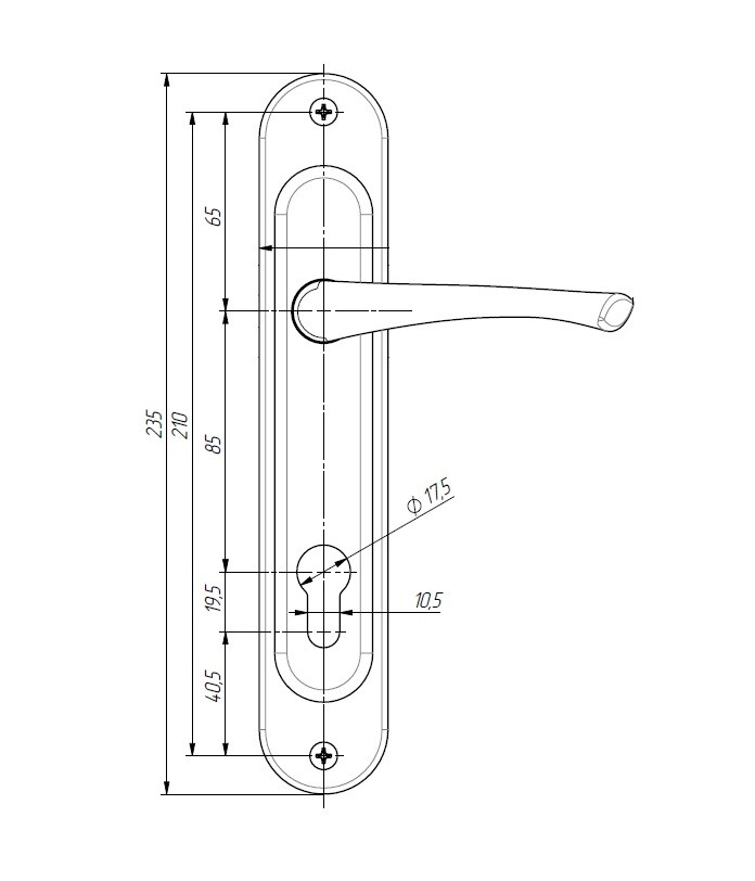 Ручка дверная на планке РФ1-85/07А (черный)