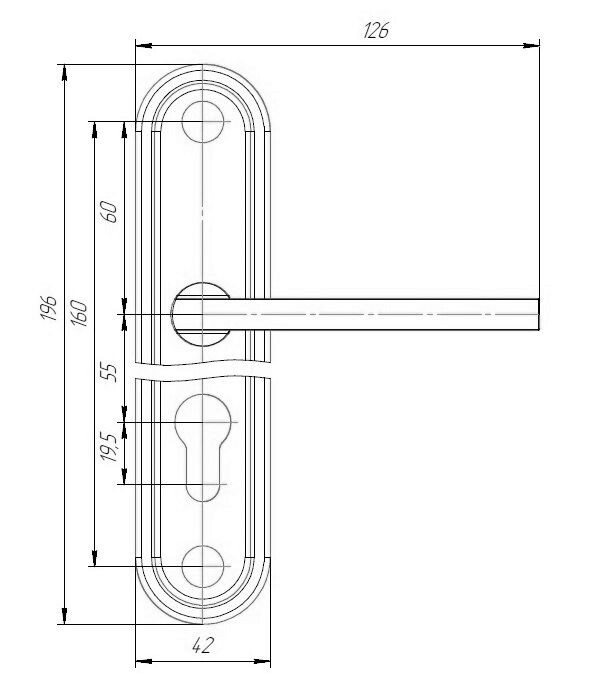 Замок врезной цилиндровый с защёлкой в комплекте с ручкой ЗВ4-3/09Р (медь), 4 кл.