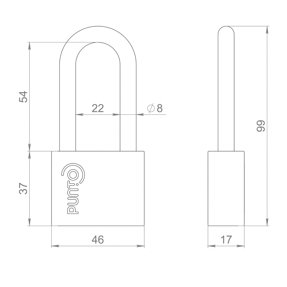 Замок навесной PK-1550L 3 key диск.ключ  длиная дужка