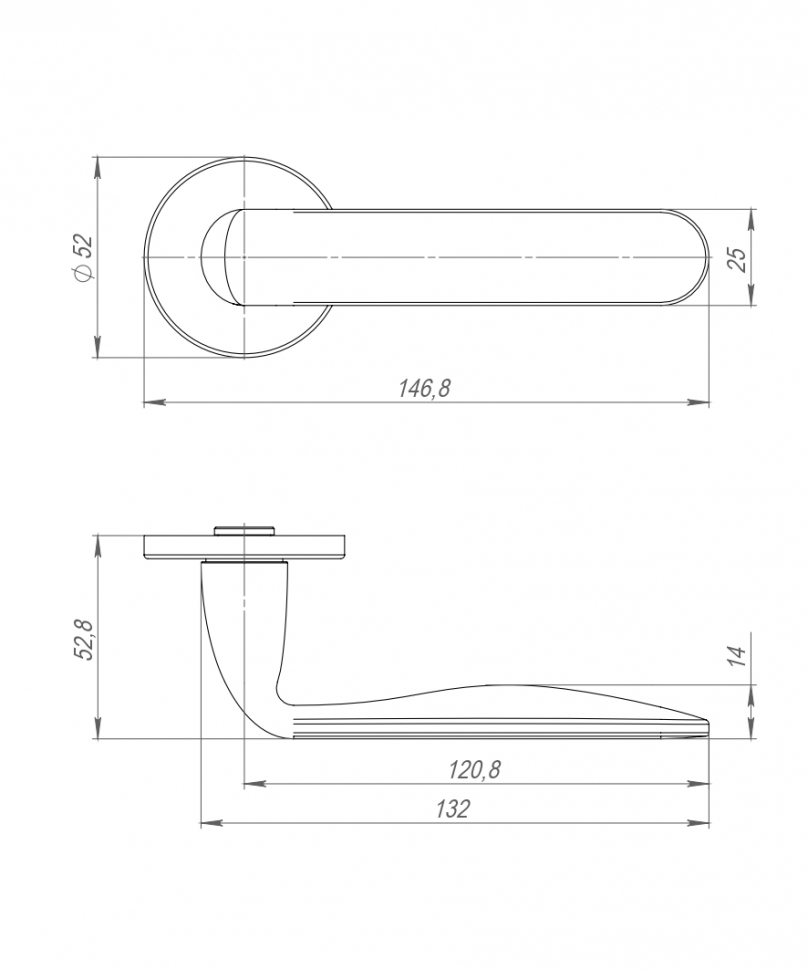Ручка раздельная R.ARC.R52.EXTRA CP-8 хром